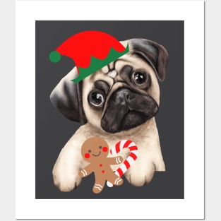 Christmas Pug Posters and Art